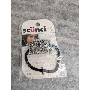 NEW-Scunci CRYSTAL & FLOWER ENAMEL HAIR‎ TIE #36707-A
